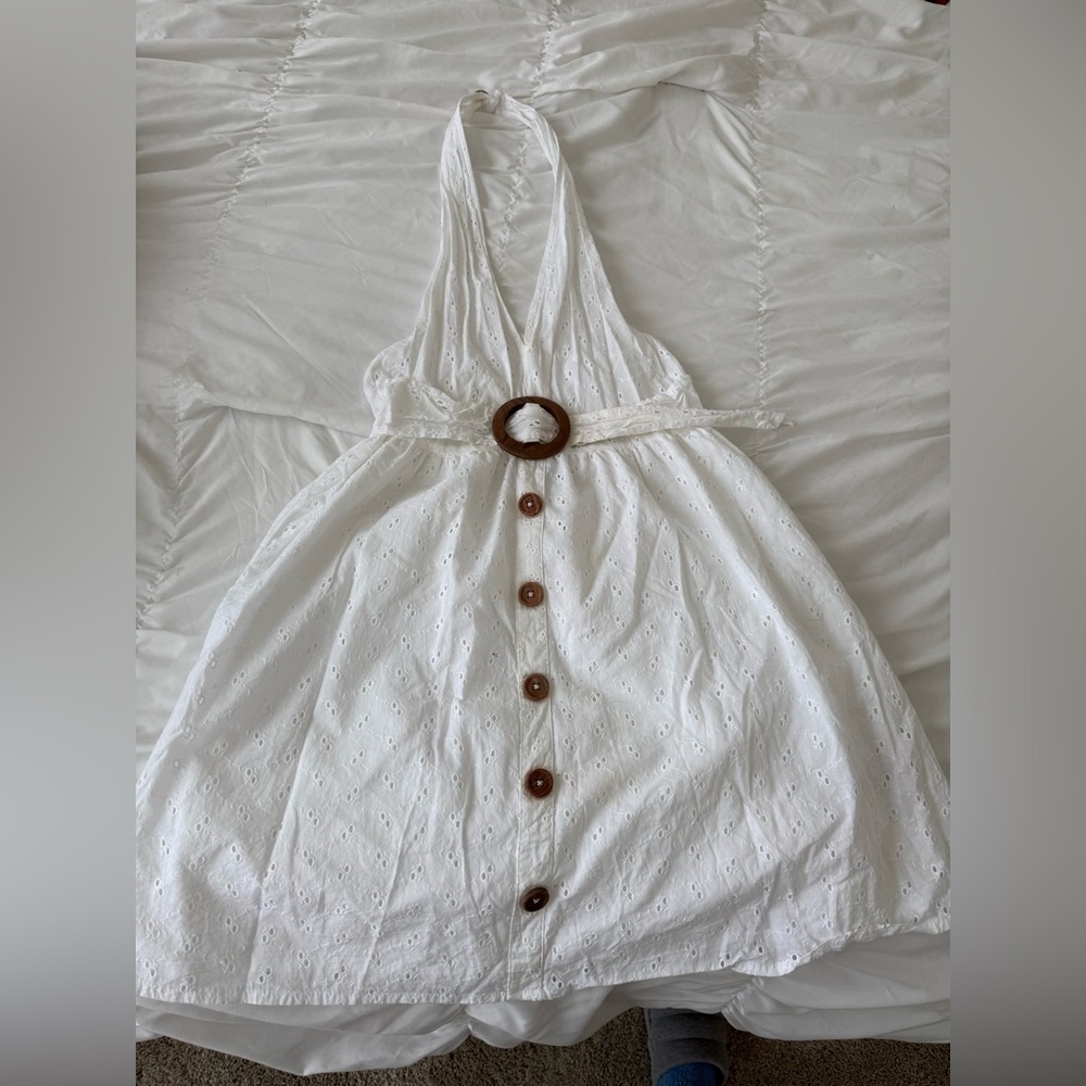 ASOS White Eyelet Halter Cotton Dress